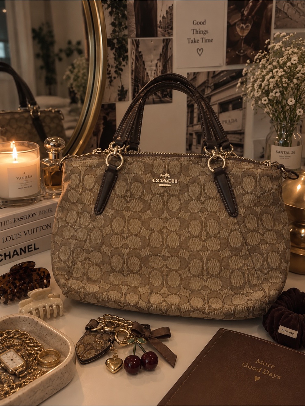 Vintage Coach Kelsey Purse Tan Brown Signature Canvas Y2K